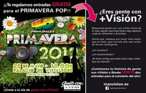 MasVisión sortea de  cuantro entradas dobles para el Primavera Pop