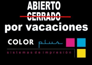 COLOR PLUS, abierto por vacaciones